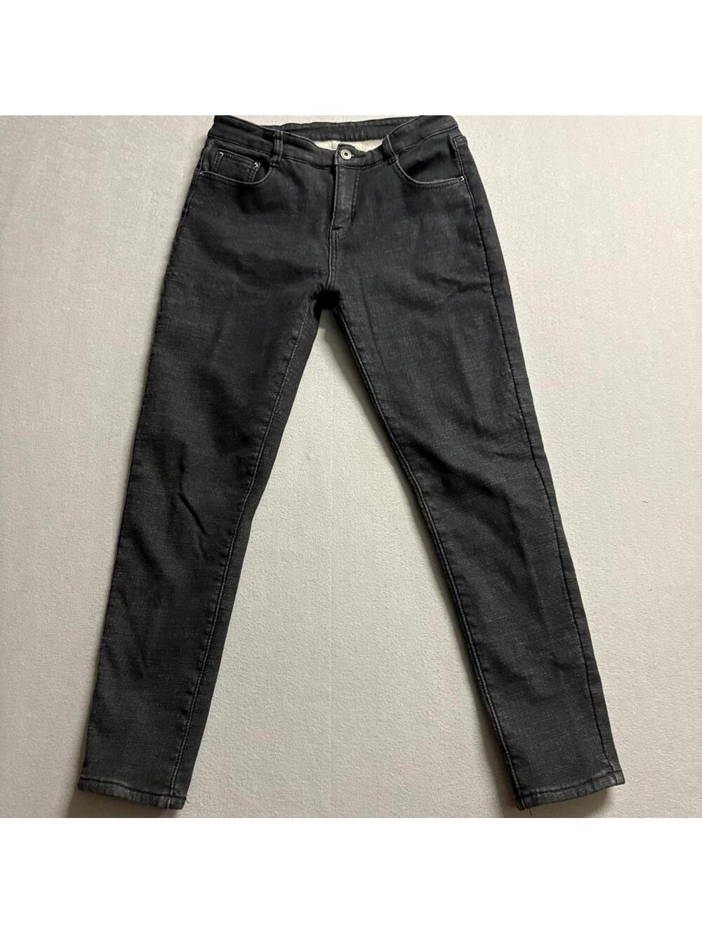 New Di Lead Fleece Lined Jeans Womens Large Black Denim Skinny Warm Winter Pants